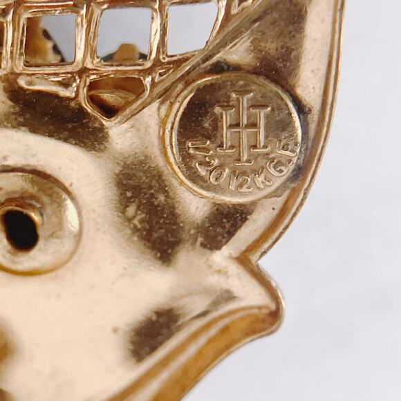 VTG Signed Harry Iskin 12K GF Blue Rhinestone Floral Brooch Mid Century 1950s - Picture 10 of 11